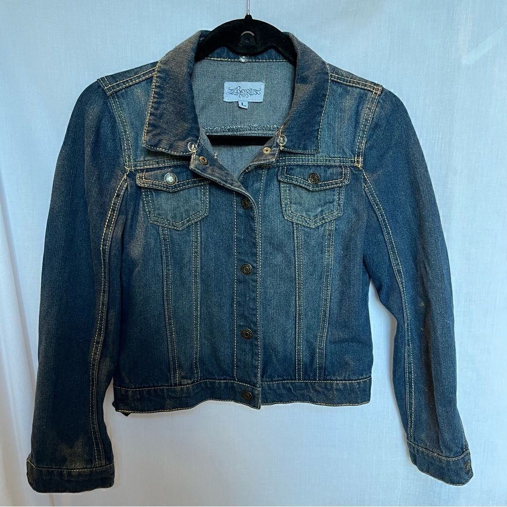 Revolt Girl's Faded Blue Jean Jacket Size Large